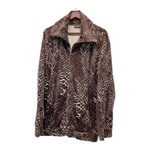 Jane Ashley Womens Casual Life Style 2XL  Alligator Pattern Brown Zip Up Jacket